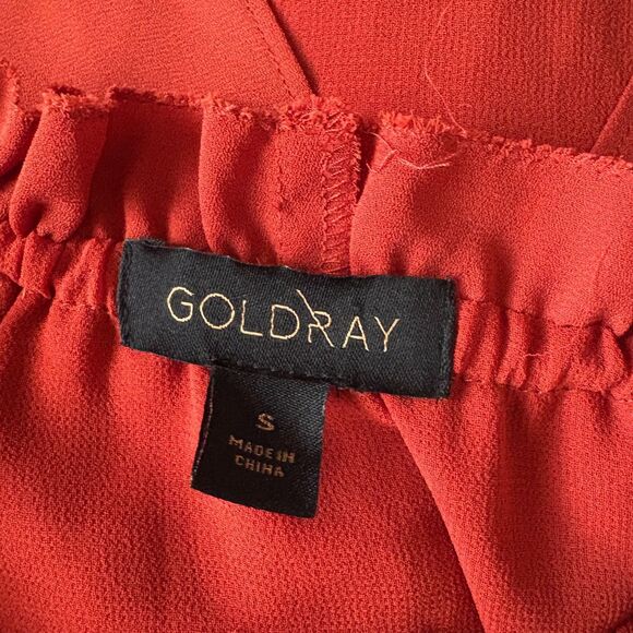 Goldray Rust Orange Beaded Halter Top Asymmetrical Chiffon Blouse Size Small - Picture 4 of 5